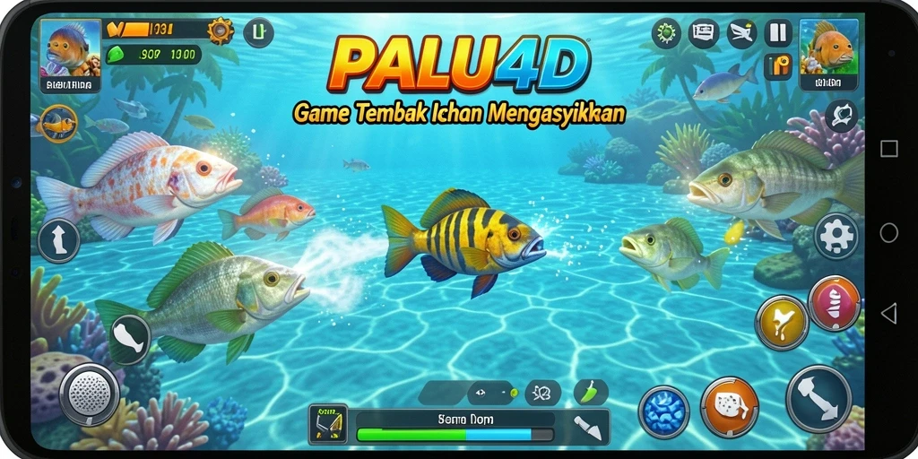 Tampilan gameplay seru dalam PALU4D dengan berbagai ikan yang menunggu untuk ditembak.