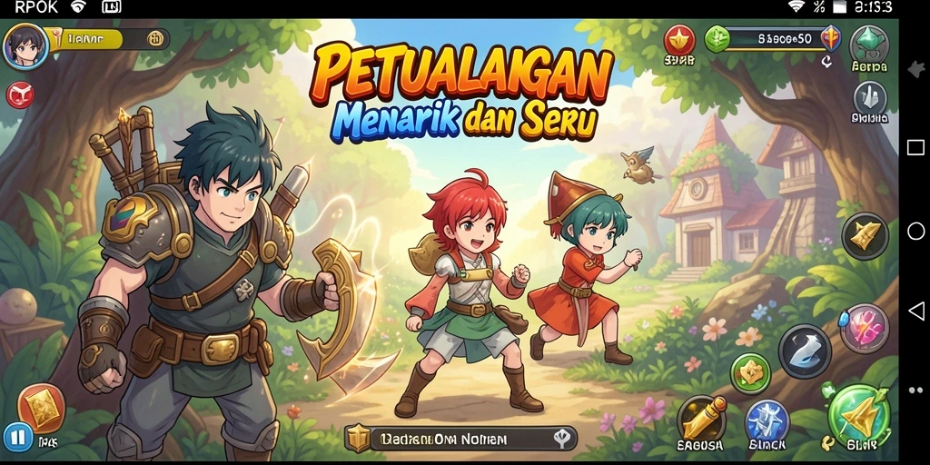 Screenshot gameplay RPOK menampilkan pertarungan karakter Anime yang epik.